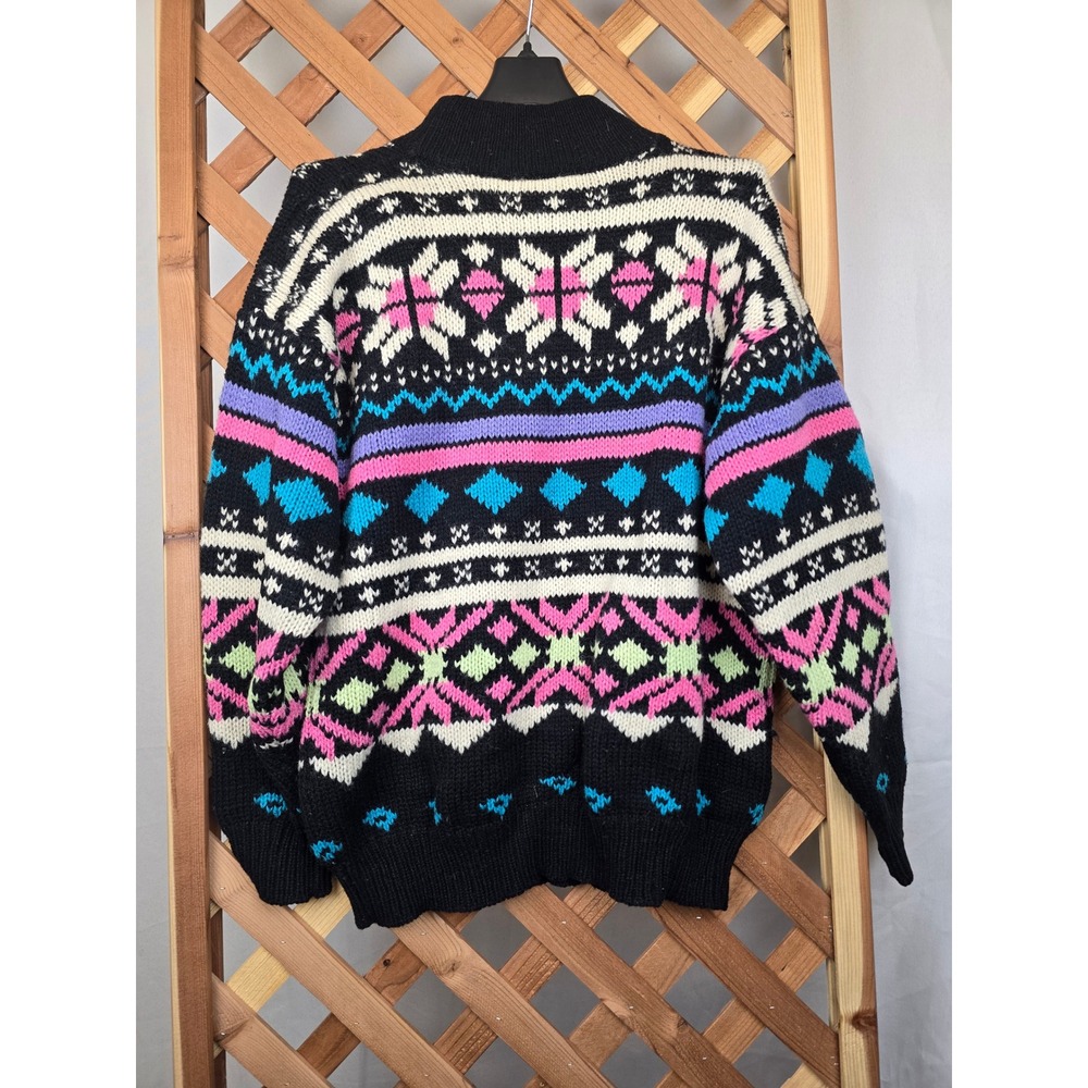Brass Plum Nordstrom Sweater Women S Black Fair Isle Wool Vintage - Excellent